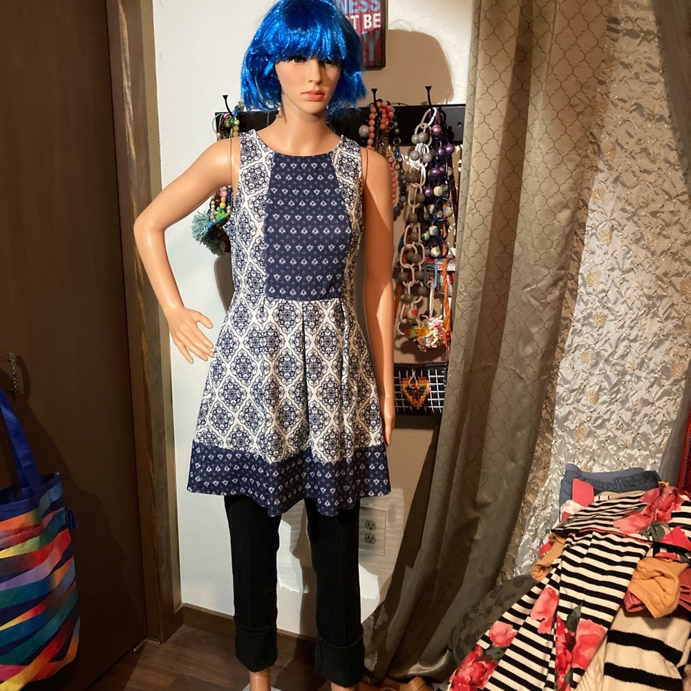 Stylish Blue Patterned Dress